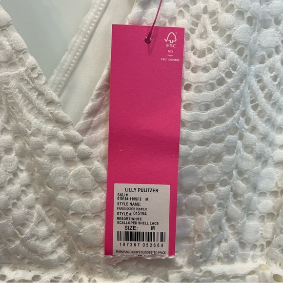 Lilly Pulitzer Parigi Skort‎ Romper Resort White Scalloped Lace Size Medium NWT! - Picture 7 of 11
